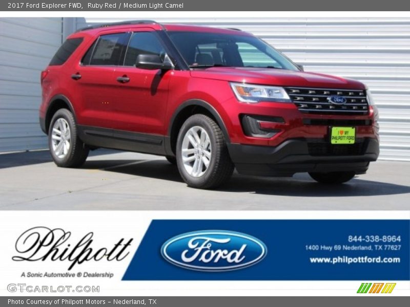 Ruby Red / Medium Light Camel 2017 Ford Explorer FWD