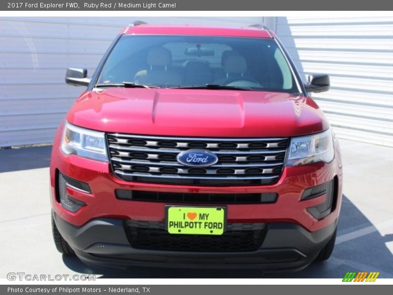 Ruby Red / Medium Light Camel 2017 Ford Explorer FWD