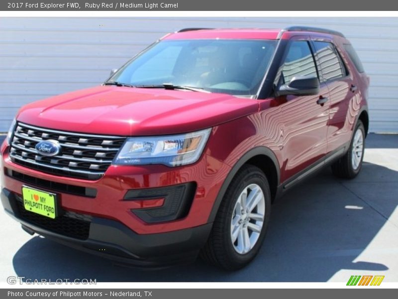 Ruby Red / Medium Light Camel 2017 Ford Explorer FWD