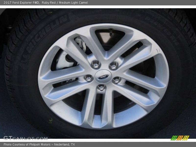 Ruby Red / Medium Light Camel 2017 Ford Explorer FWD