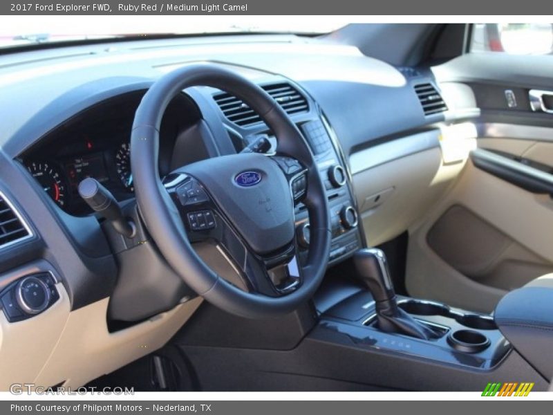 Ruby Red / Medium Light Camel 2017 Ford Explorer FWD