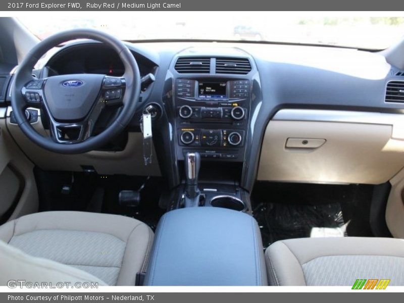 Ruby Red / Medium Light Camel 2017 Ford Explorer FWD