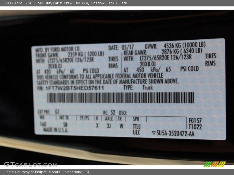 Shadow Black / Black 2017 Ford F250 Super Duty Lariat Crew Cab 4x4
