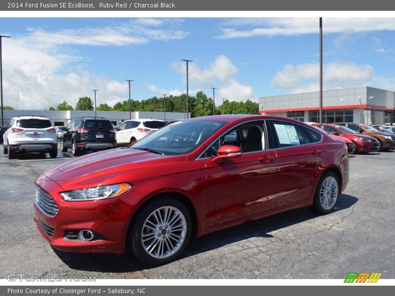 Ruby Red / Charcoal Black 2014 Ford Fusion SE EcoBoost