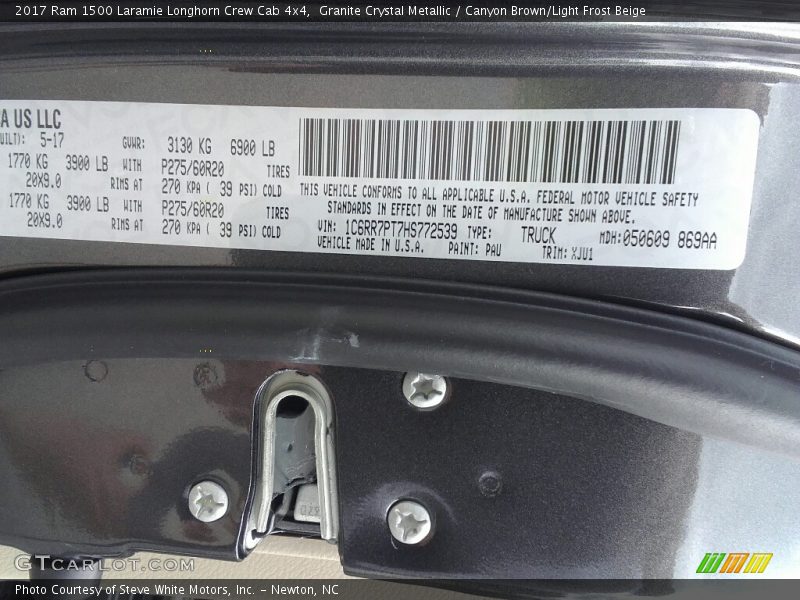 Granite Crystal Metallic / Canyon Brown/Light Frost Beige 2017 Ram 1500 Laramie Longhorn Crew Cab 4x4