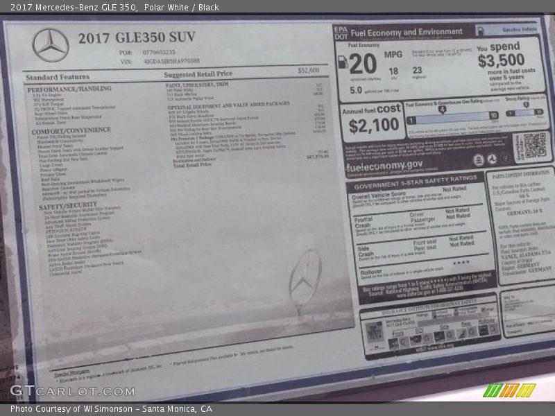 Polar White / Black 2017 Mercedes-Benz GLE 350