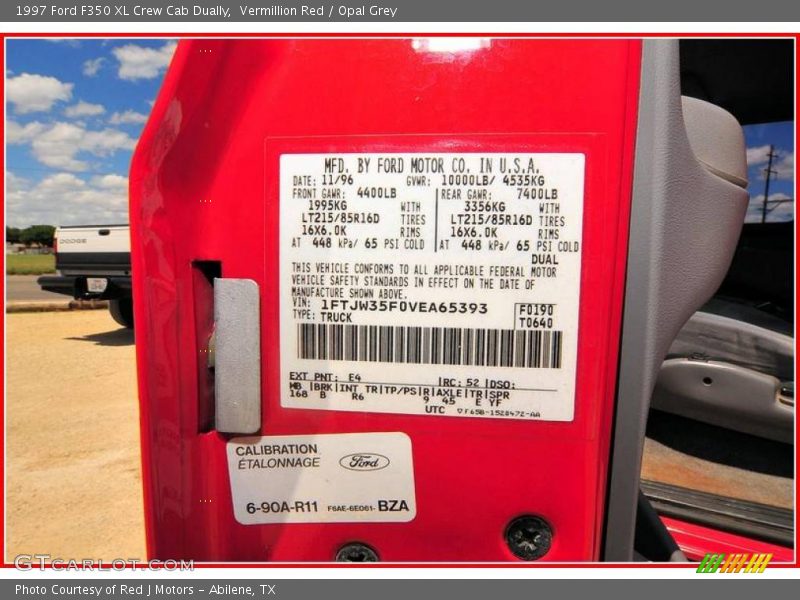 Vermillion Red / Opal Grey 1997 Ford F350 XL Crew Cab Dually
