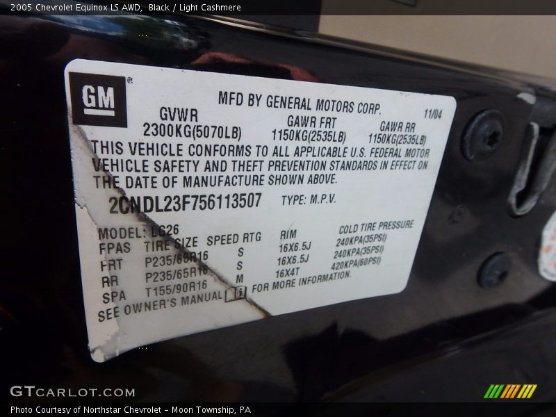 Black / Light Cashmere 2005 Chevrolet Equinox LS AWD