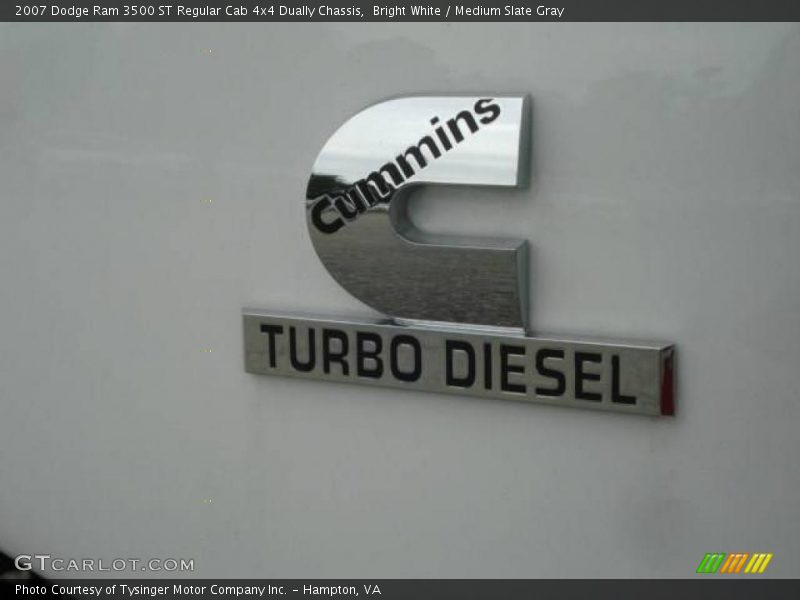 Bright White / Medium Slate Gray 2007 Dodge Ram 3500 ST Regular Cab 4x4 Dually Chassis