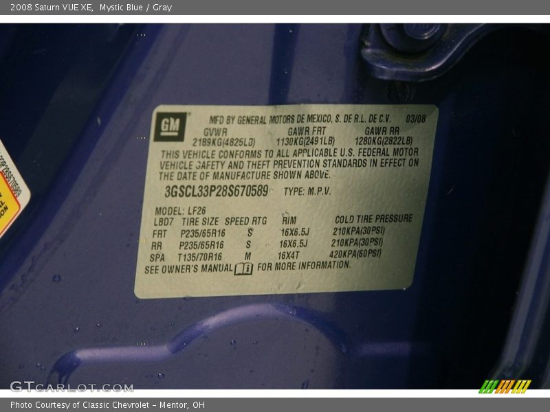 Mystic Blue / Gray 2008 Saturn VUE XE