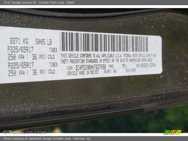 Granite Pearl-Coat / Black 2017 Dodge Journey SE
