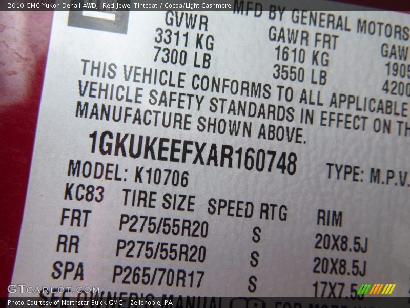 Red Jewel Tintcoat / Cocoa/Light Cashmere 2010 GMC Yukon Denali AWD
