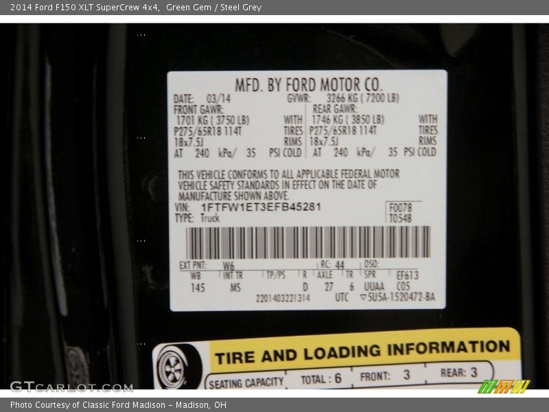 Green Gem / Steel Grey 2014 Ford F150 XLT SuperCrew 4x4