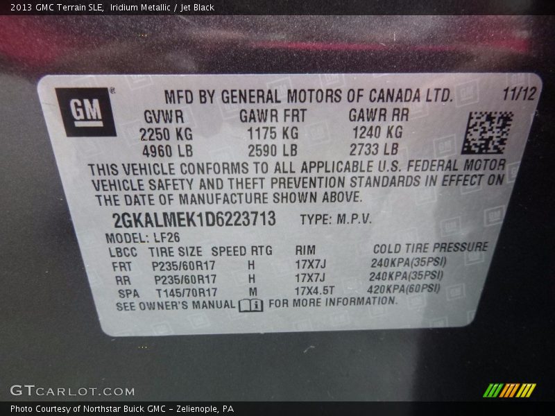Iridium Metallic / Jet Black 2013 GMC Terrain SLE