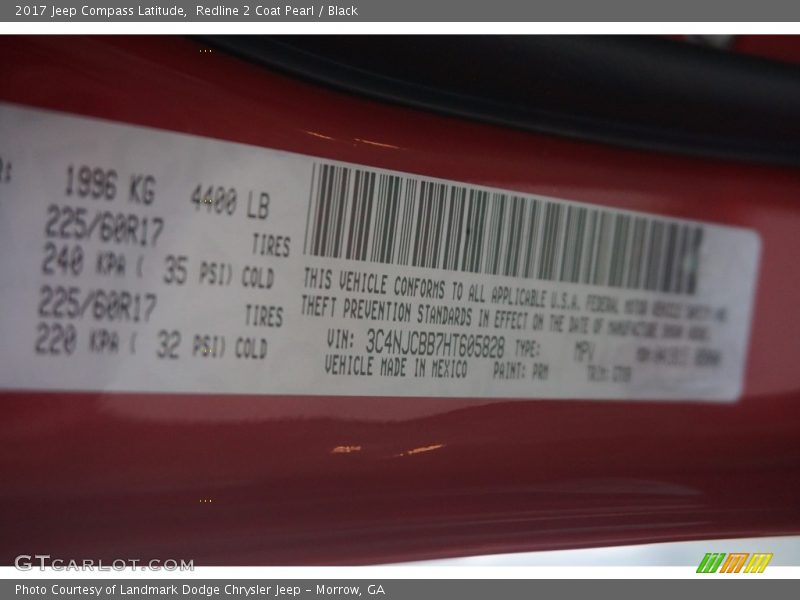 Redline 2 Coat Pearl / Black 2017 Jeep Compass Latitude