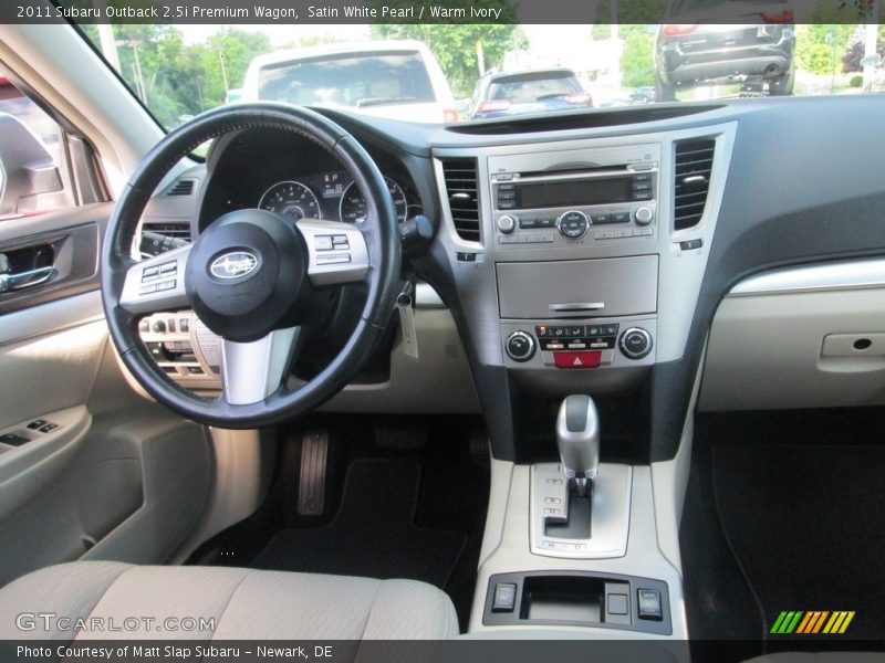 Satin White Pearl / Warm Ivory 2011 Subaru Outback 2.5i Premium Wagon