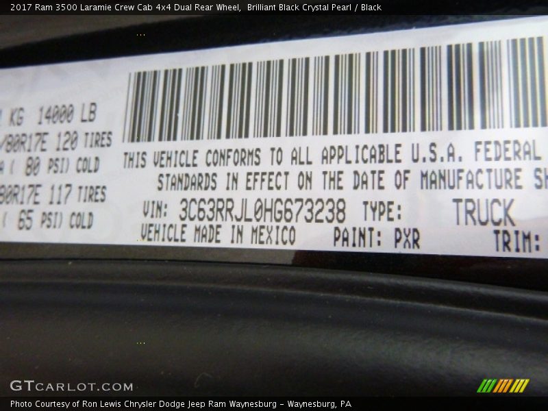 Brilliant Black Crystal Pearl / Black 2017 Ram 3500 Laramie Crew Cab 4x4 Dual Rear Wheel
