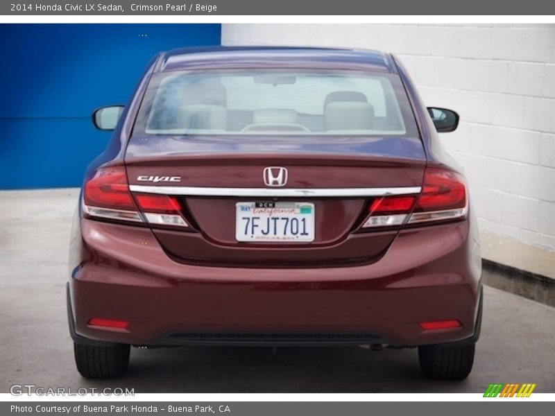 Crimson Pearl / Beige 2014 Honda Civic LX Sedan