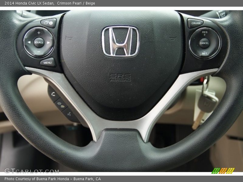 Crimson Pearl / Beige 2014 Honda Civic LX Sedan