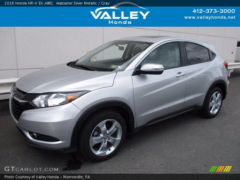 Alabaster Silver Metallic / Gray 2016 Honda HR-V EX AWD