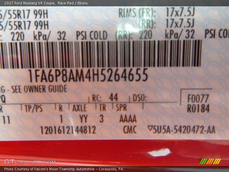 Race Red / Ebony 2017 Ford Mustang V6 Coupe