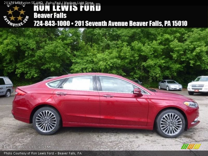 Ruby Red / Medium Light Stone 2017 Ford Fusion SE AWD