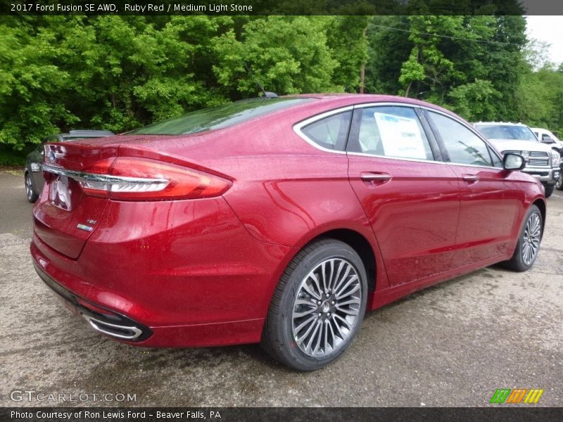 Ruby Red / Medium Light Stone 2017 Ford Fusion SE AWD