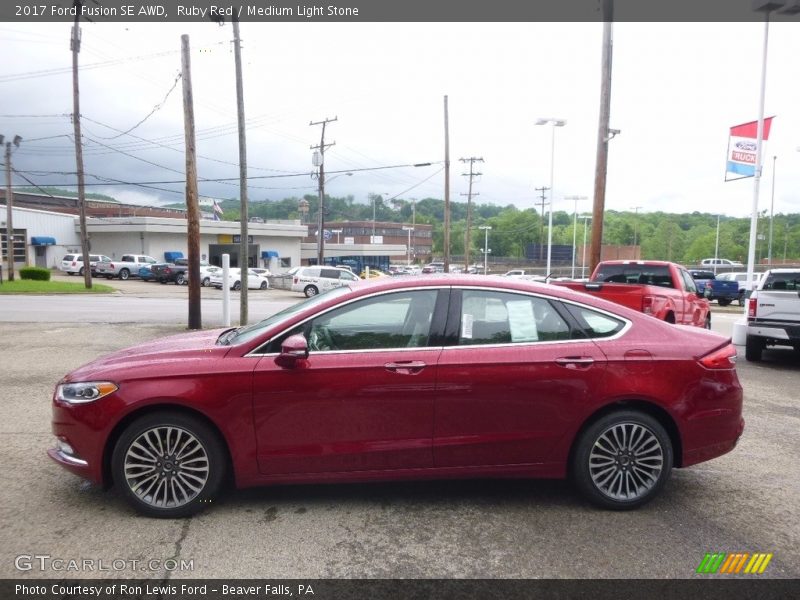 Ruby Red / Medium Light Stone 2017 Ford Fusion SE AWD