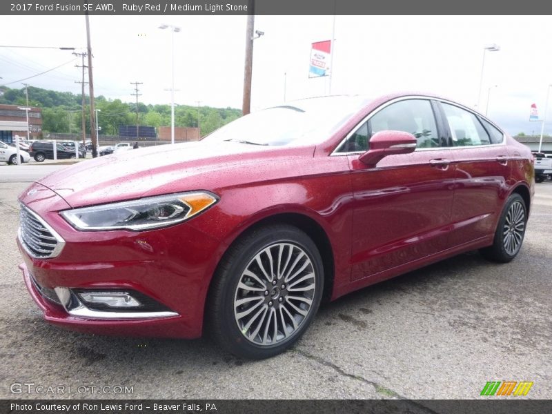 Ruby Red / Medium Light Stone 2017 Ford Fusion SE AWD
