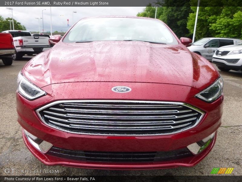 Ruby Red / Medium Light Stone 2017 Ford Fusion SE AWD