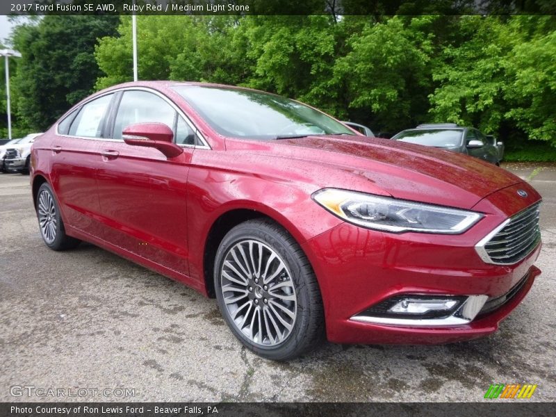 Ruby Red / Medium Light Stone 2017 Ford Fusion SE AWD