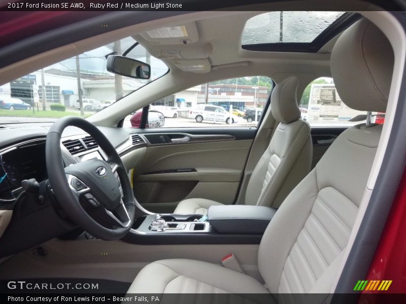 Ruby Red / Medium Light Stone 2017 Ford Fusion SE AWD