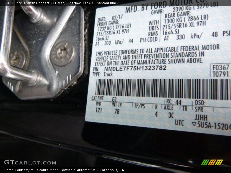 2017 Transit Connect XLT Van Shadow Black Color Code G1