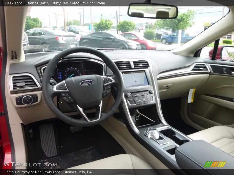 Ruby Red / Medium Light Stone 2017 Ford Fusion SE AWD