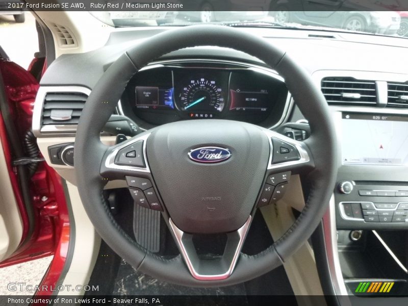 Ruby Red / Medium Light Stone 2017 Ford Fusion SE AWD