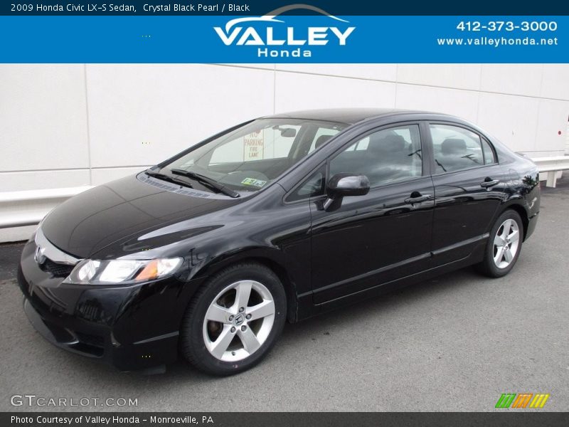 Crystal Black Pearl / Black 2009 Honda Civic LX-S Sedan