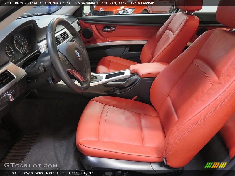 Alpine White / Coral Red/Black Dakota Leather 2011 BMW 3 Series 328i xDrive Coupe