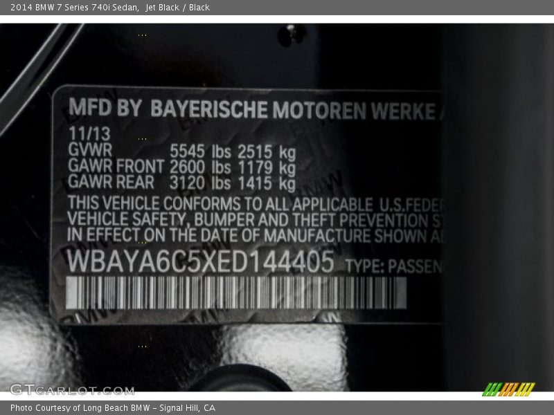 Jet Black / Black 2014 BMW 7 Series 740i Sedan