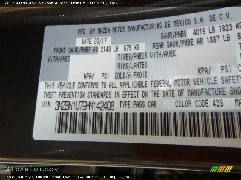 Titanium Flash Mica / Black 2017 Mazda MAZDA3 Sport 4 Door