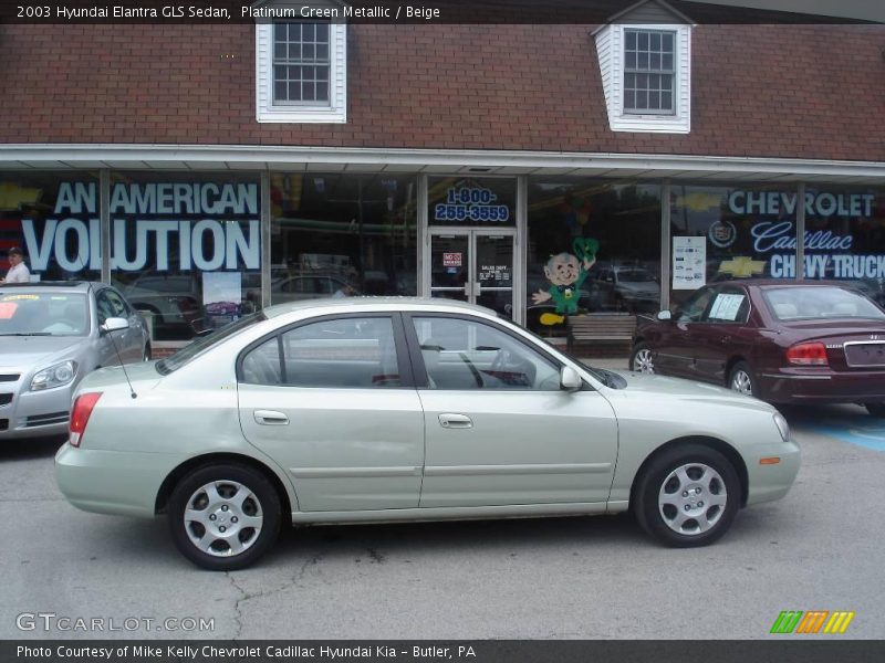 Platinum Green Metallic / Beige 2003 Hyundai Elantra GLS Sedan