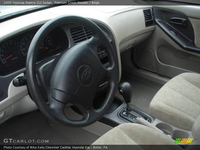 Platinum Green Metallic / Beige 2003 Hyundai Elantra GLS Sedan