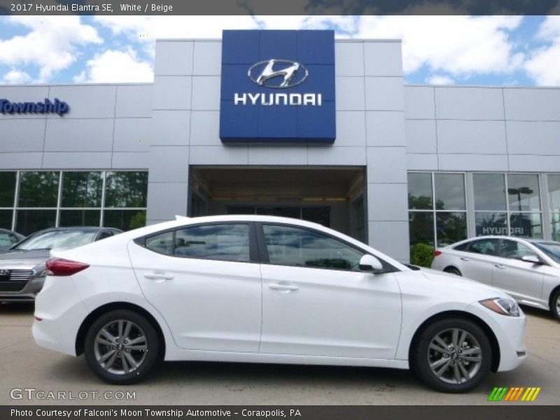 White / Beige 2017 Hyundai Elantra SE