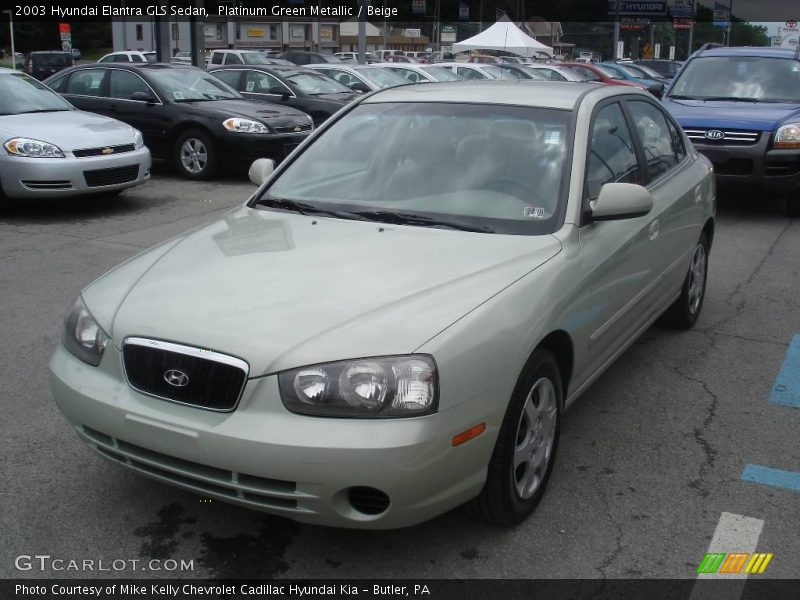 Platinum Green Metallic / Beige 2003 Hyundai Elantra GLS Sedan