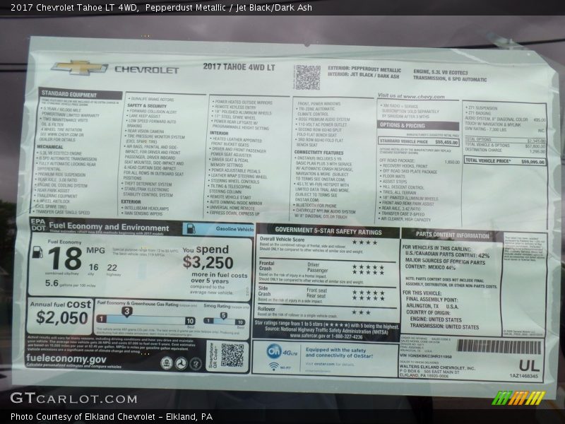 Pepperdust Metallic / Jet Black/Dark Ash 2017 Chevrolet Tahoe LT 4WD