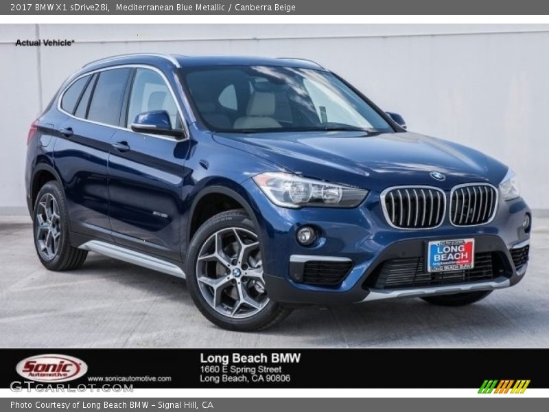 Mediterranean Blue Metallic / Canberra Beige 2017 BMW X1 sDrive28i