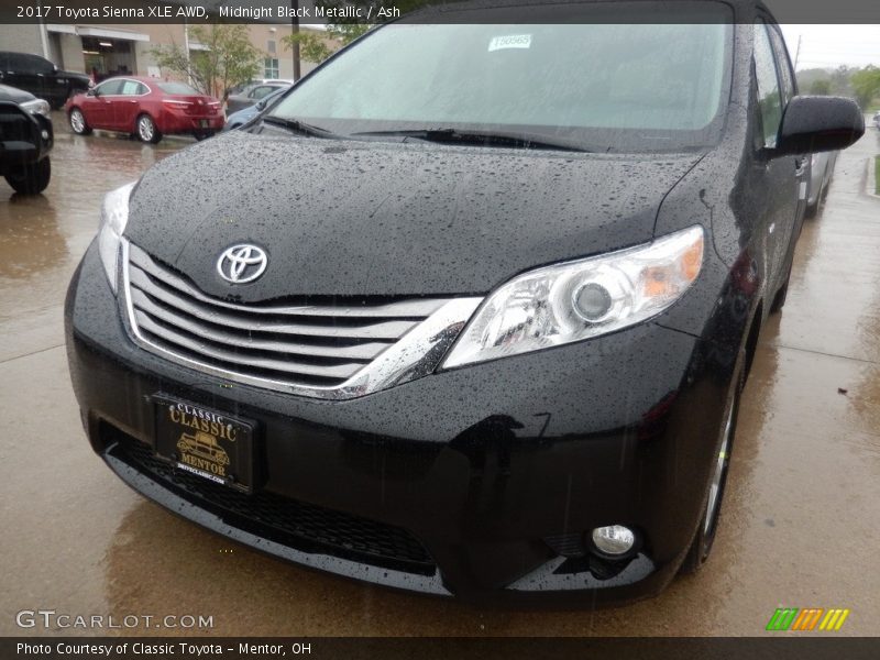 Midnight Black Metallic / Ash 2017 Toyota Sienna XLE AWD