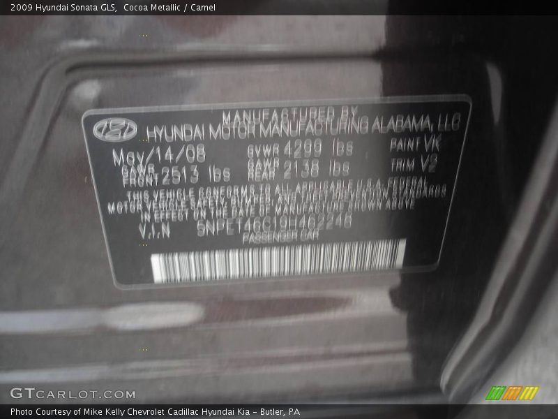 Cocoa Metallic / Camel 2009 Hyundai Sonata GLS