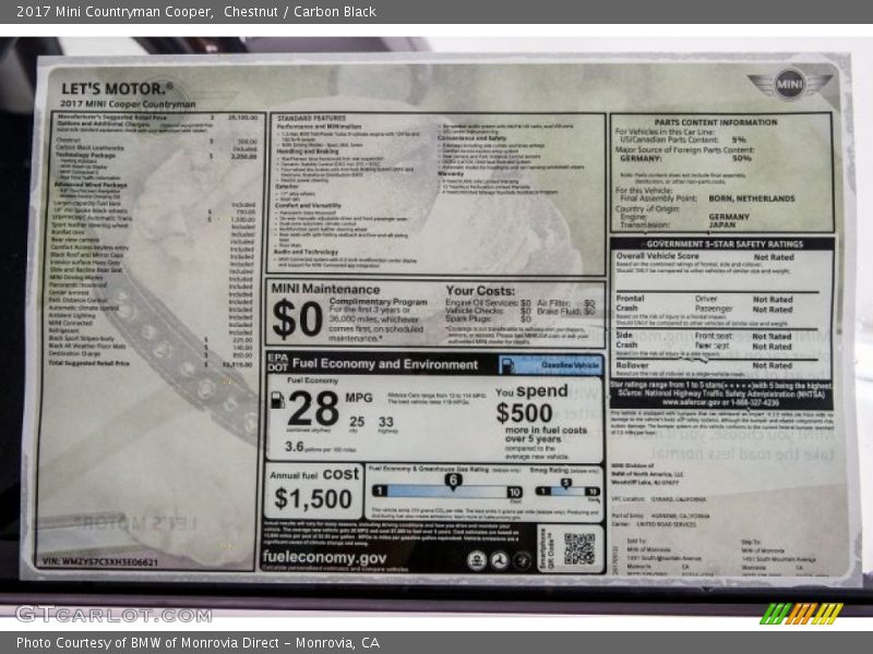 Chestnut / Carbon Black 2017 Mini Countryman Cooper