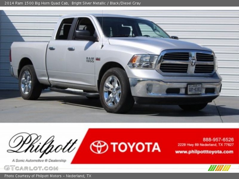 Bright Silver Metallic / Black/Diesel Gray 2014 Ram 1500 Big Horn Quad Cab