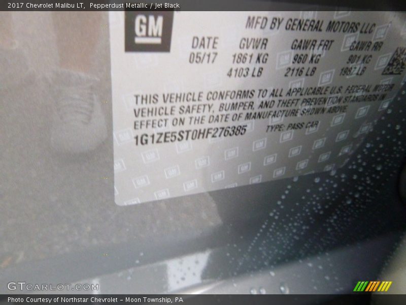 Pepperdust Metallic / Jet Black 2017 Chevrolet Malibu LT